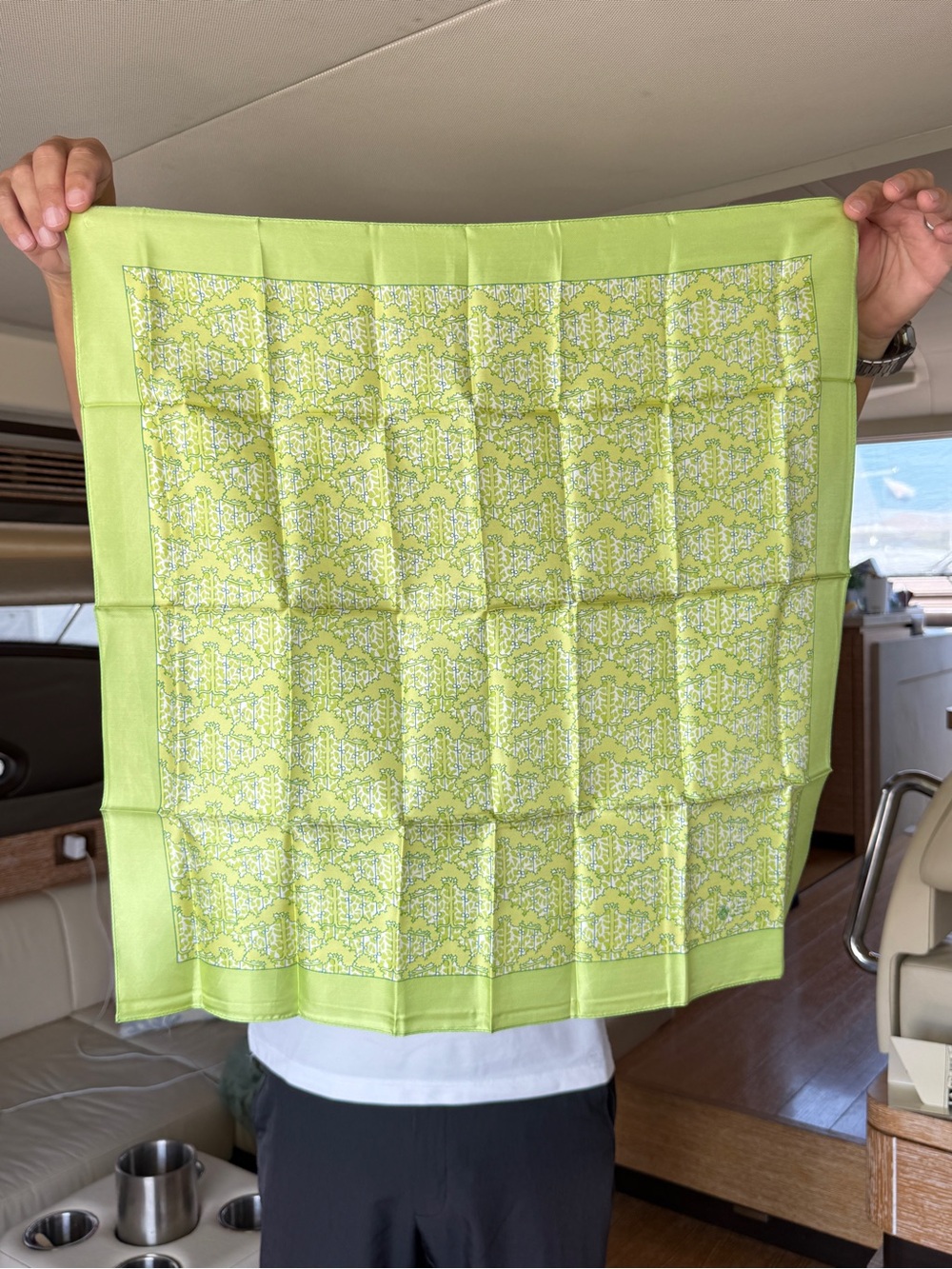 Liberty of London Lime Green Patterned Silk Scarf